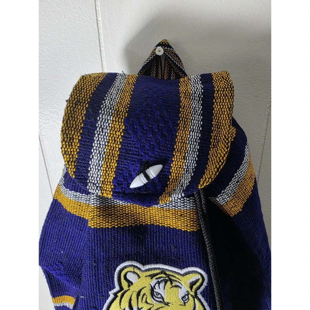 LSU Tigers Woven Drawstring Backpack Purple Gold College Team Bag